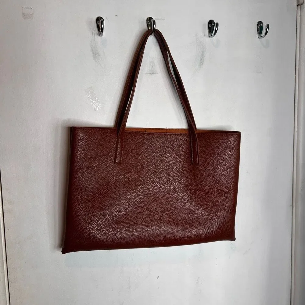 Vince Camuto Vegan Leather Tote Shoulder Bag Brown/Black